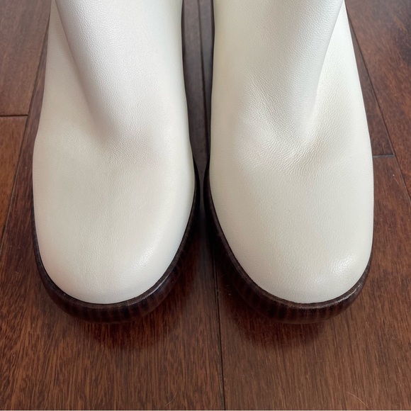 Vince Nicco Leather Boot White Wood Patform Heel Clog Zipper Womens 7.5 - Picture 4 of 11